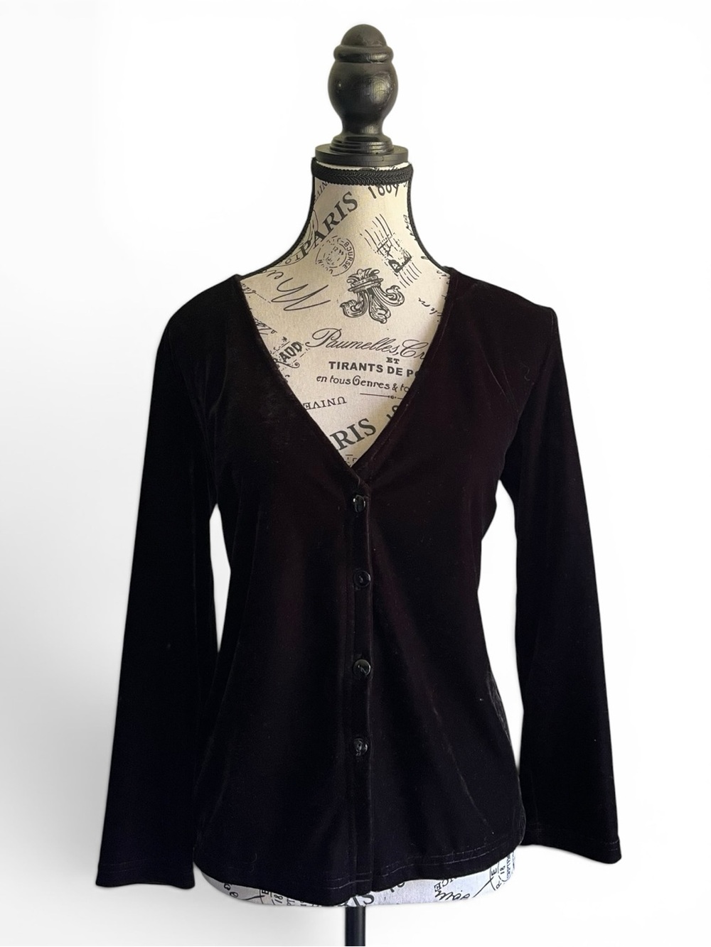 🇨🇦 Vintage 90s Lindor Black Velvet Cardigan Soft Goth Witchy Fairy Grunge